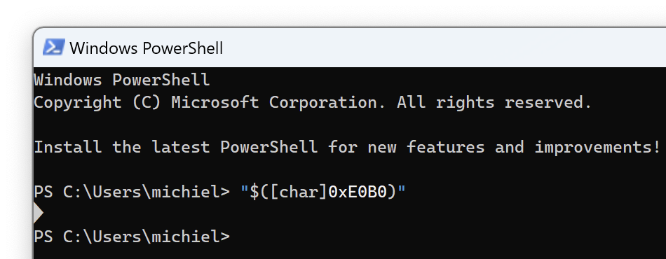 Windows Console Host rendering a Powerline symbol