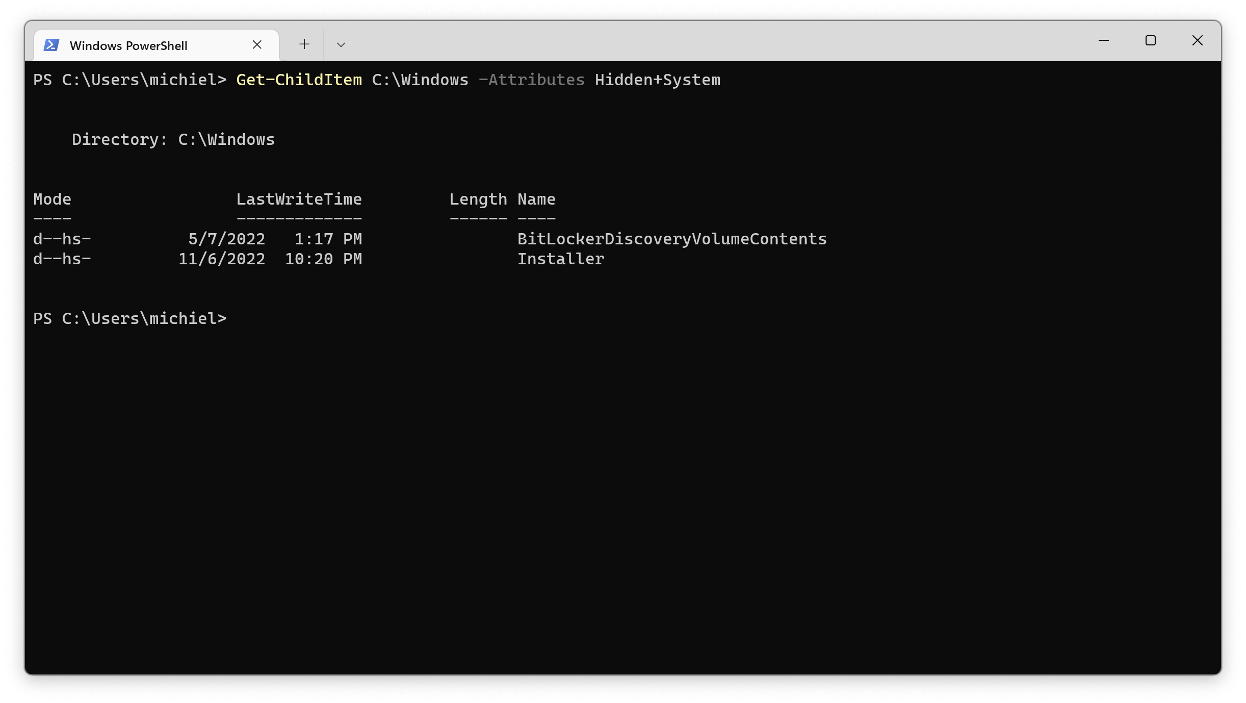 The PowerShell command-line program