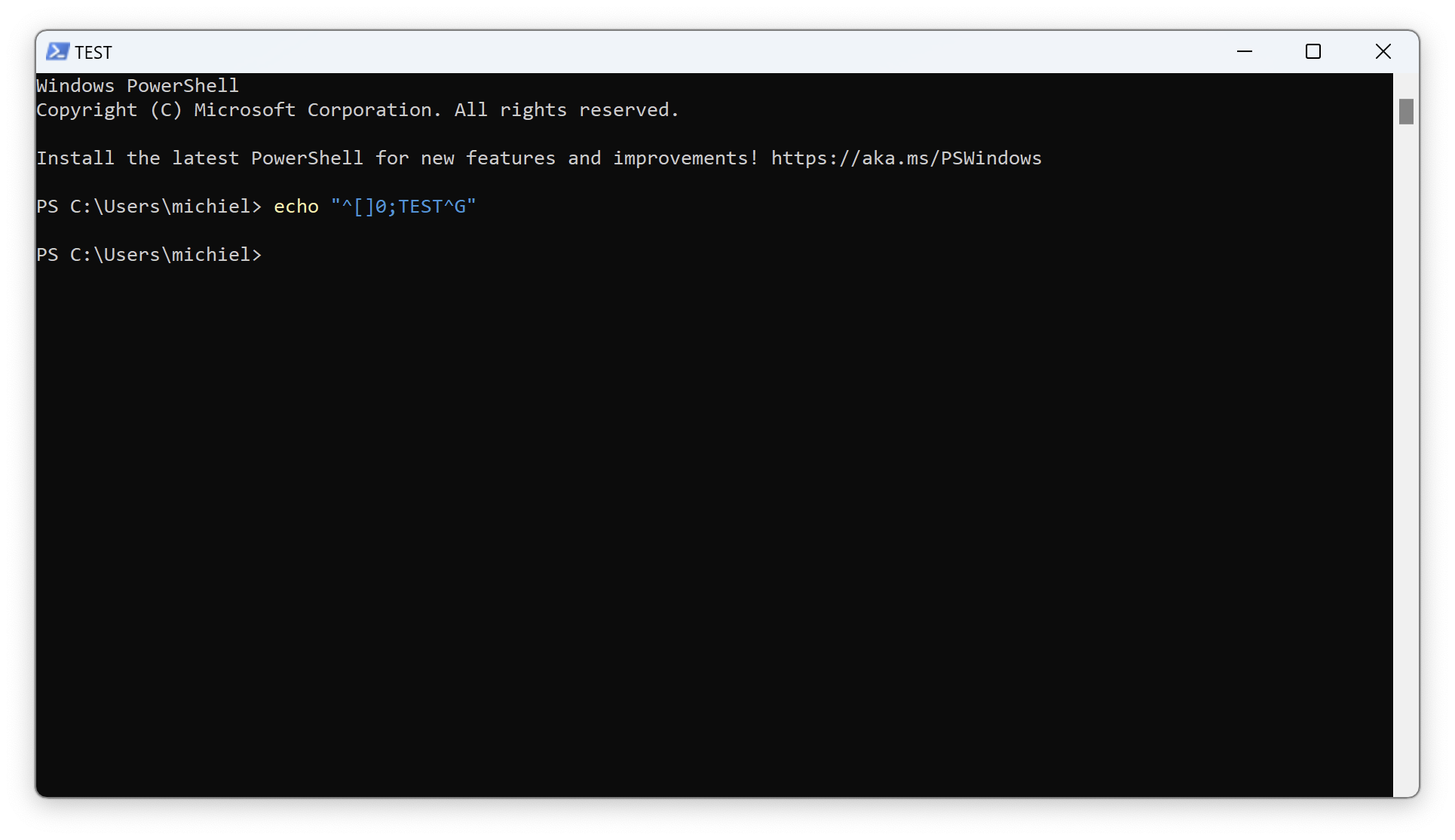 Using a terminal sequence to set the window's title in Console Window Host