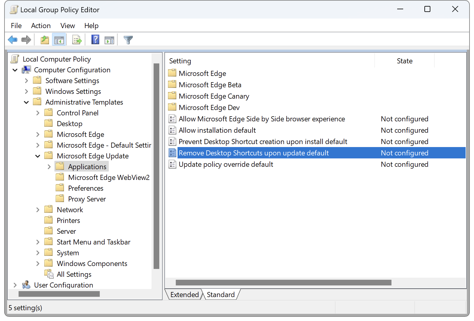Microsoft Edge policies