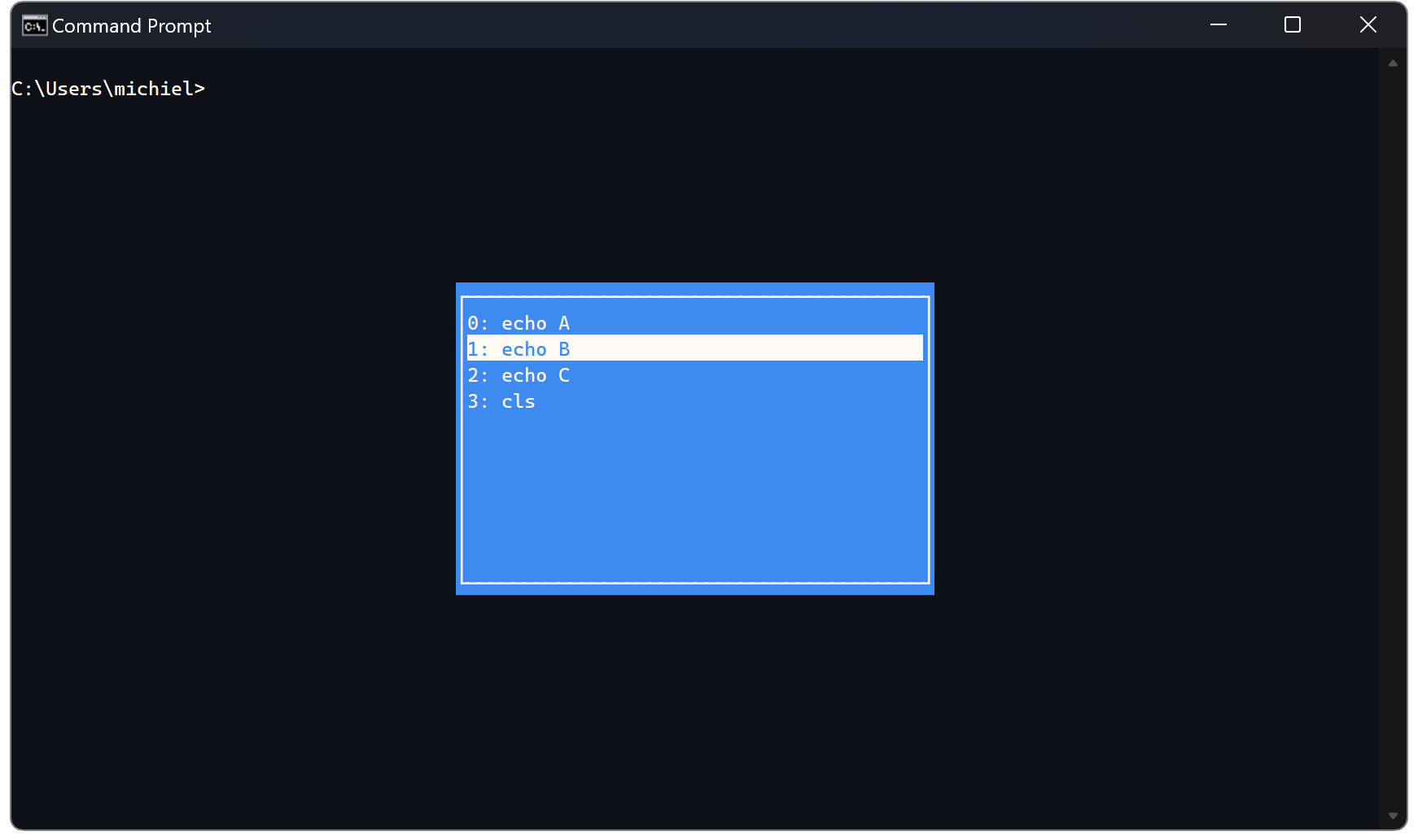 Windows Command Processor history in a popup