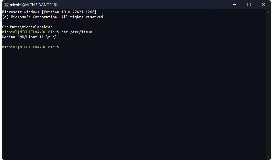 Bash on Debian on Windows using WSL 1