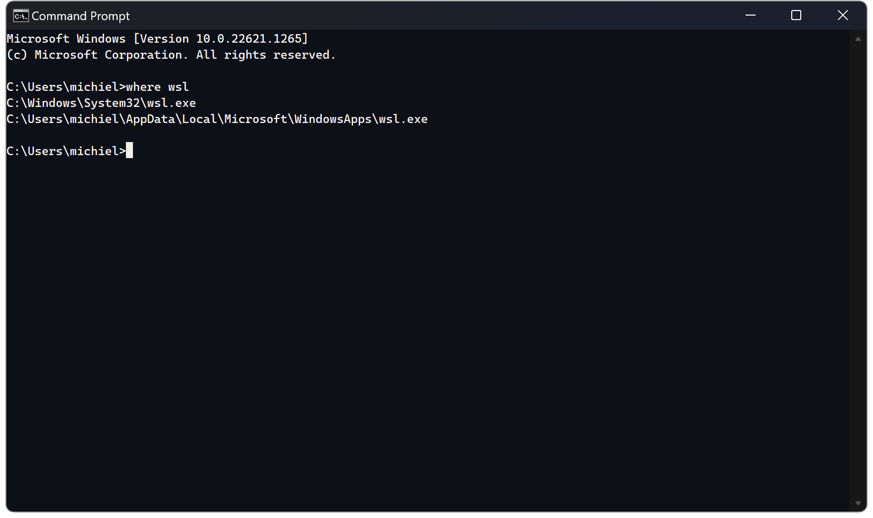 App execution alias for `wsl.exe` in effect after installing WSL 2