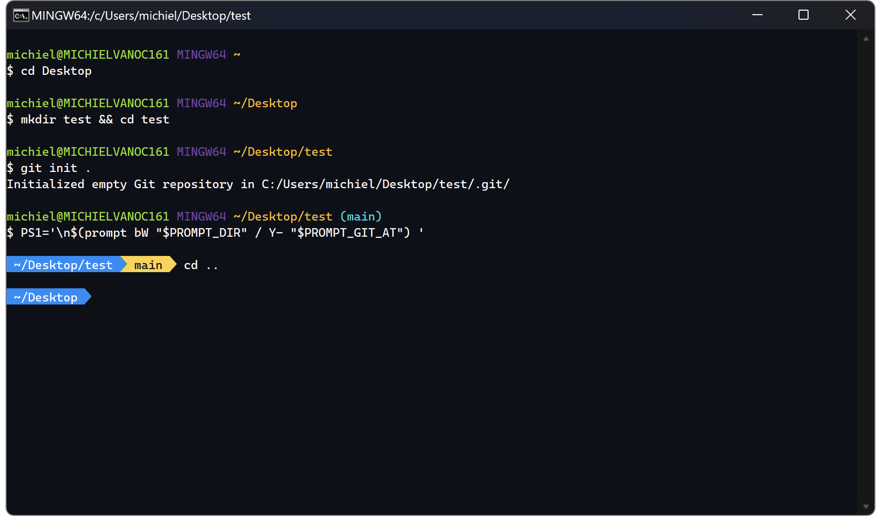 Configuring the Bash prompt with the current Git branch