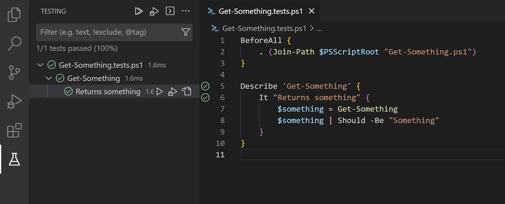 Pester Tests extension for Visual Studio Code
