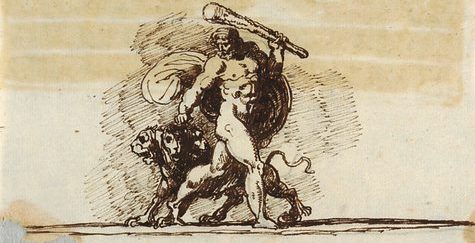 Hercules and the three-headed dog *Cerberus*